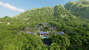 Villa xếp bậc thang lên sườn đồi, mỗi lô có hồ bơi, quy hoạch Minh Tan Village Sóc Sơn, Archiindex